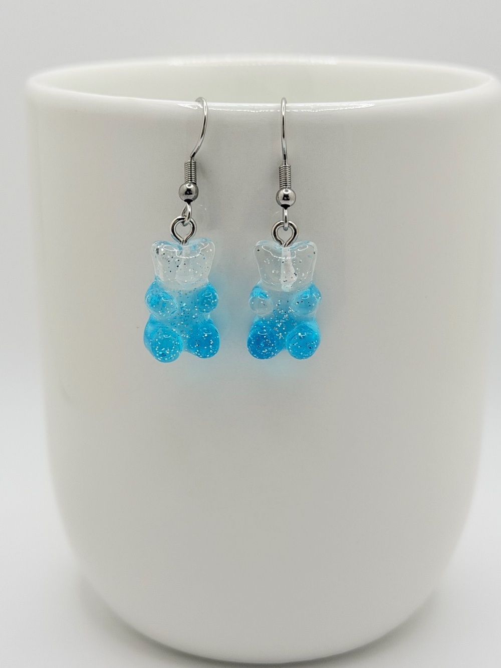 Blue Ombre Gummy Bear Drop Earrings Handmade Y2K Festival Jewelry